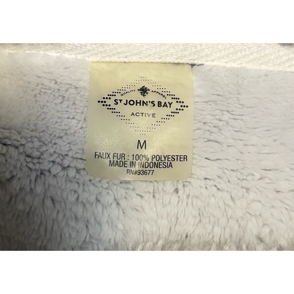 St. Johns Bay Fleece Pullover Quarter Zip Womens Sz M Faux Fur Gray Soft Cozy - Picture 9 of 13